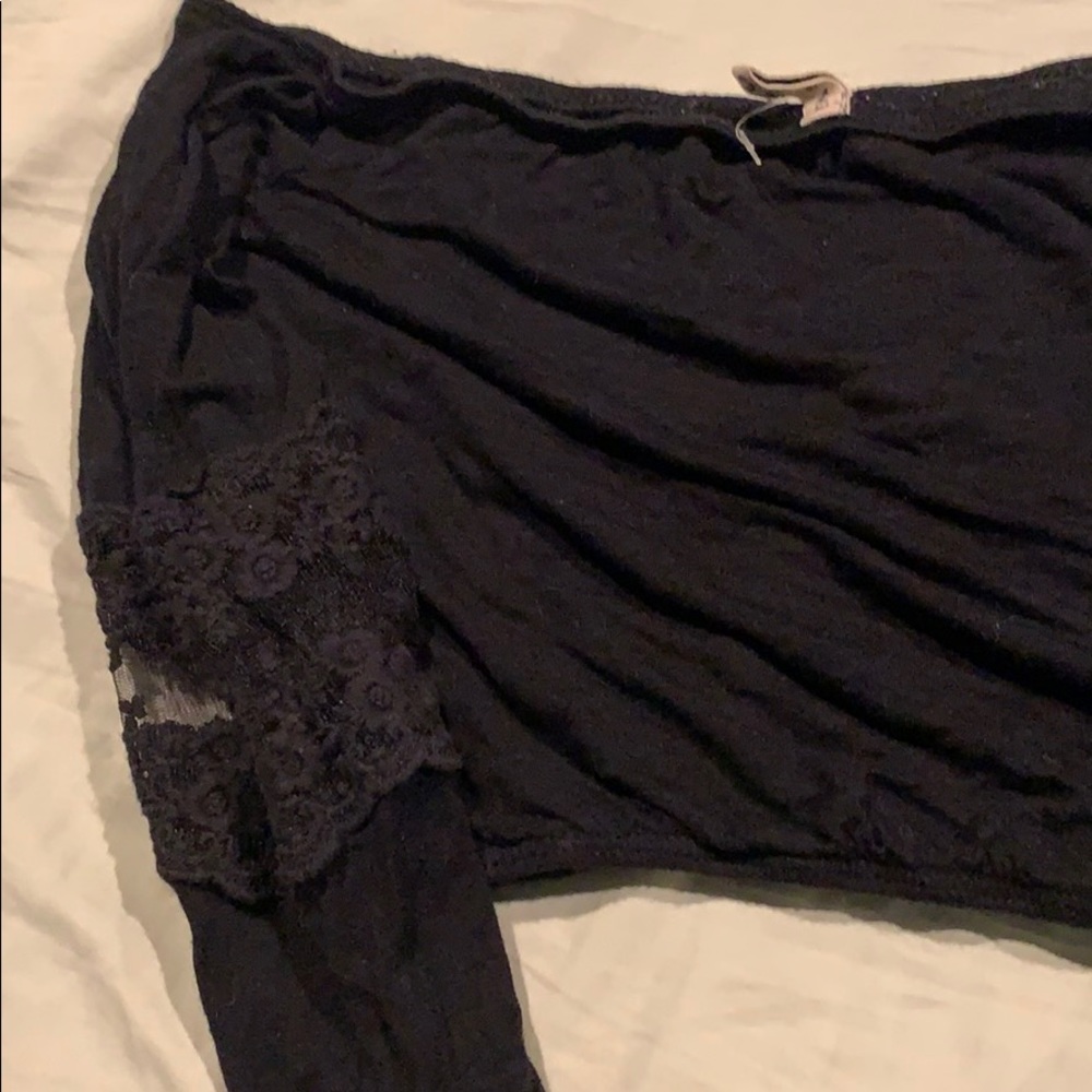 Off the shoulder black lace top